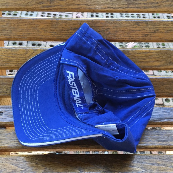 Blue Fastenal promotional hat full 6 panel with adjustable Velcro back strap - Picture 3 of 12